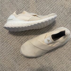 Adidas Ultra Boost Slip-On Knit Sneakers in Off-White/Cream